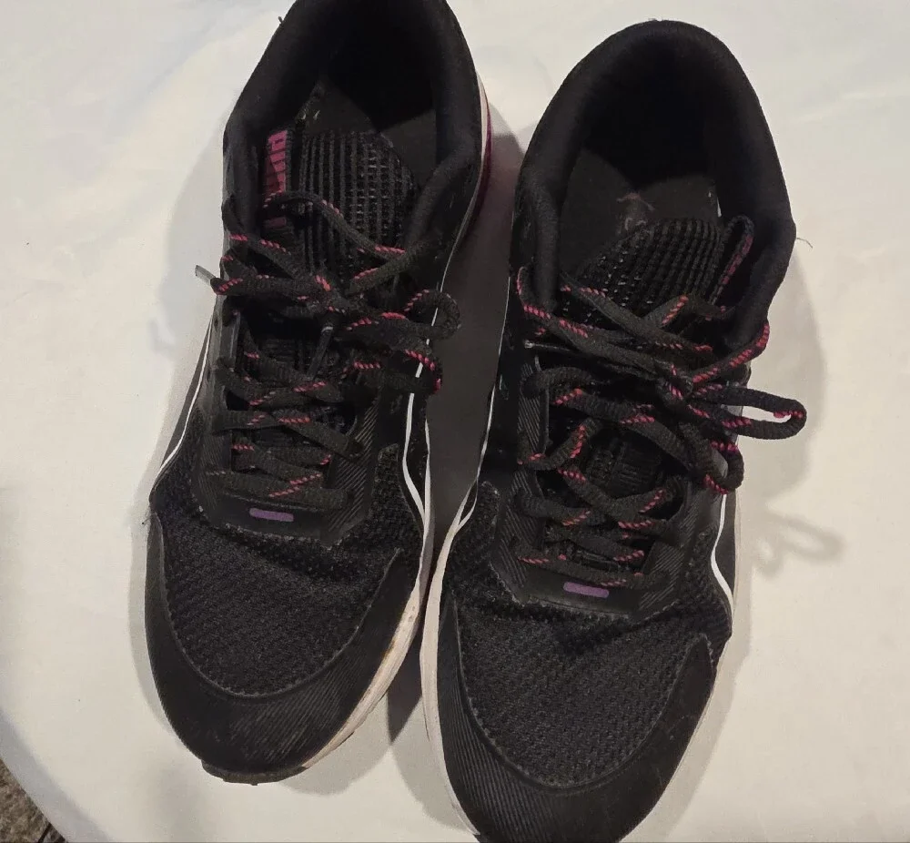 Puma Black Sneakers with Pink Accents
